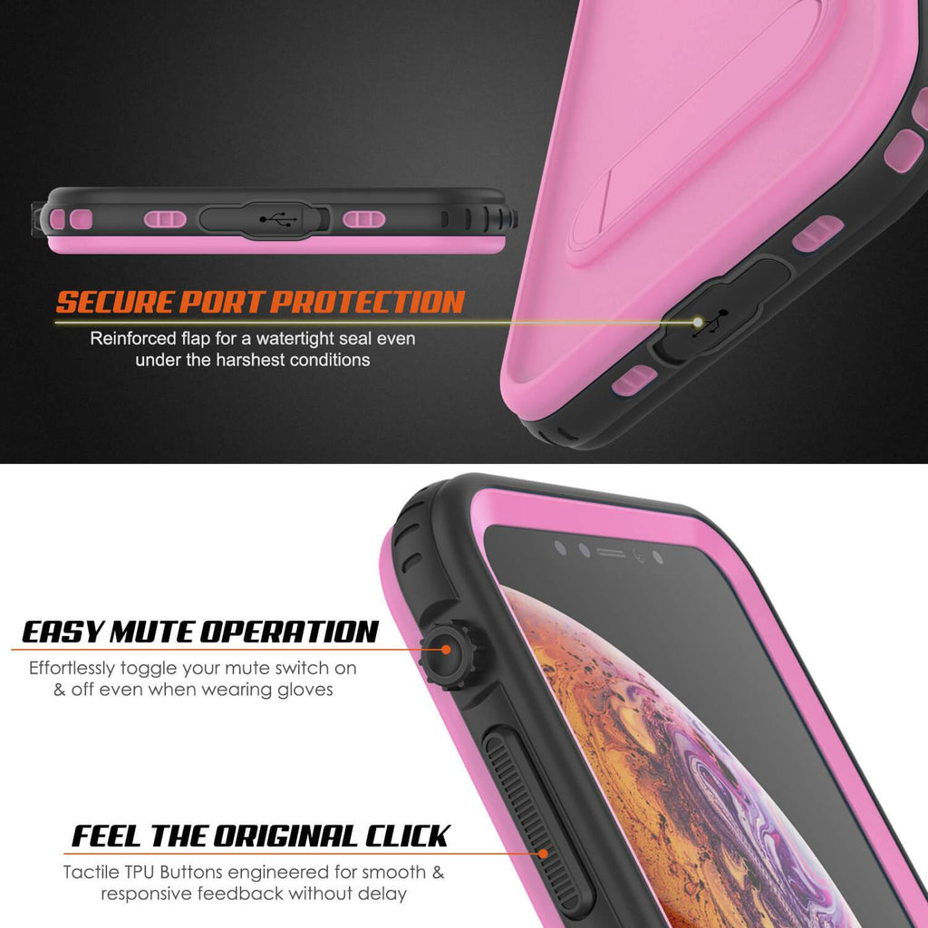 iPhone XS Max Waterproof Case, Punkcase [KickStud Series] Armor Cover [Pink] (Color in image: Green)
