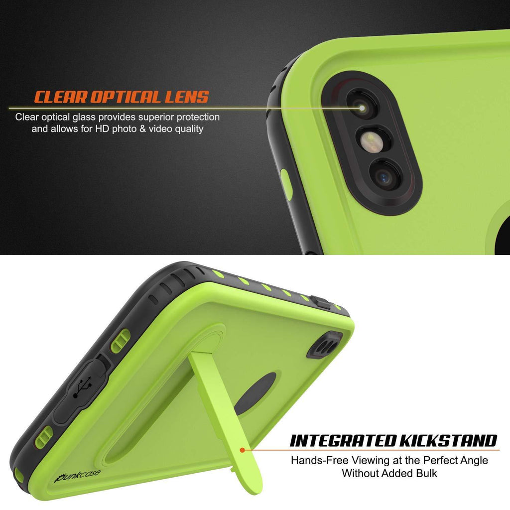 iPhone XS Max Waterproof Case, Punkcase [KickStud Series] Armor Cover [Light-Green] (Color in image: Teal)
