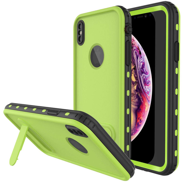 iPhone XS Max Waterproof Case, Punkcase [KickStud Series] Armor Cover [Light-Green] (Color in image: Green)