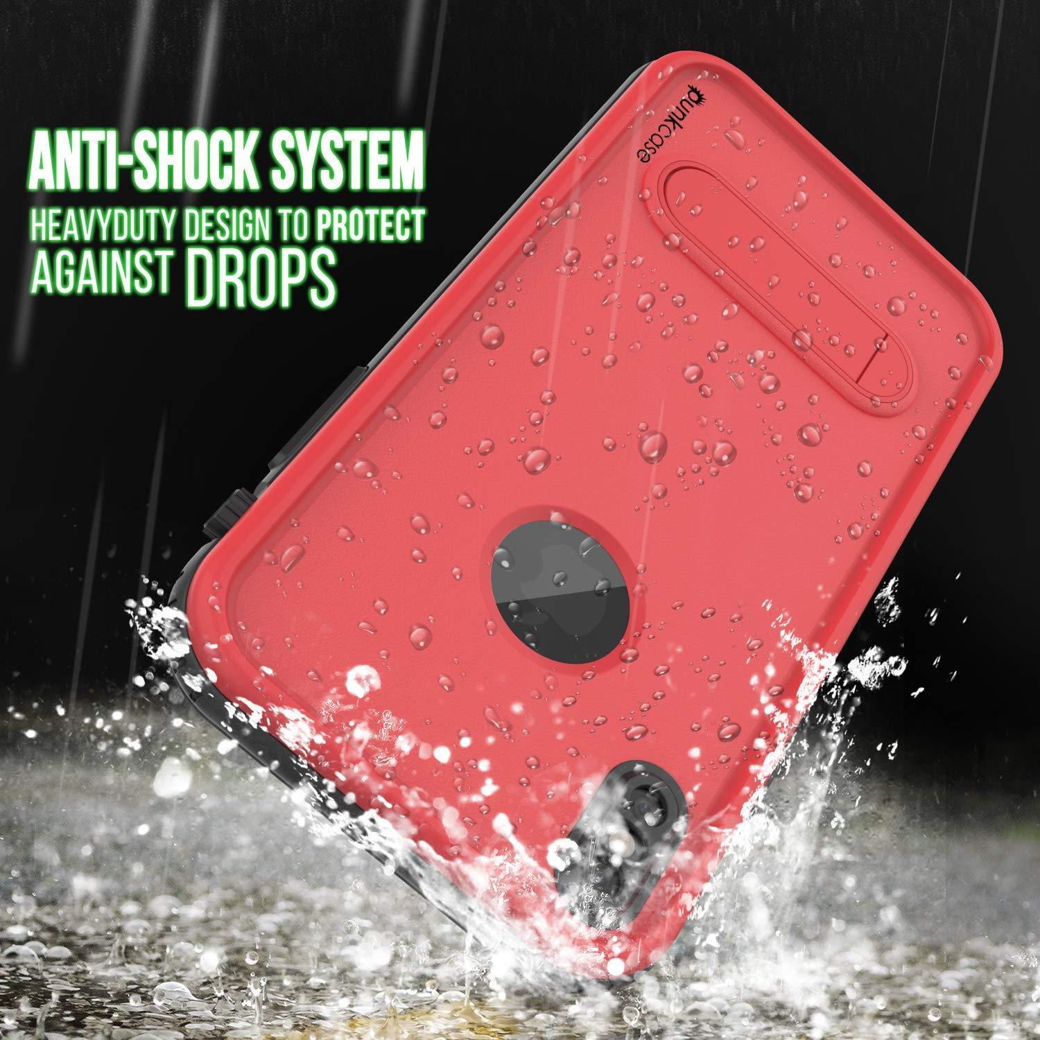 iPhone XS Max Waterproof Case, Punkcase [KickStud Series] Armor Cover [Red] (Color in image: Pink)
