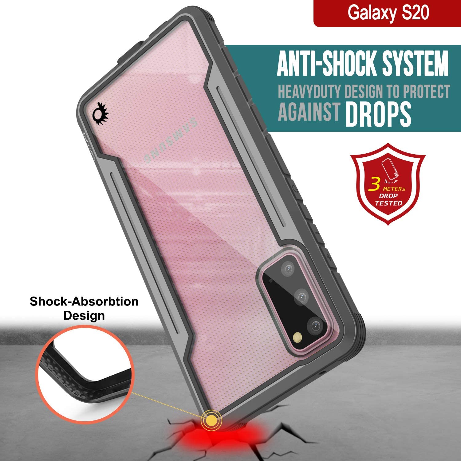 Punkcase S20 ravenger Case Protective Military Grade Multilayer Cover [Grey-Black]