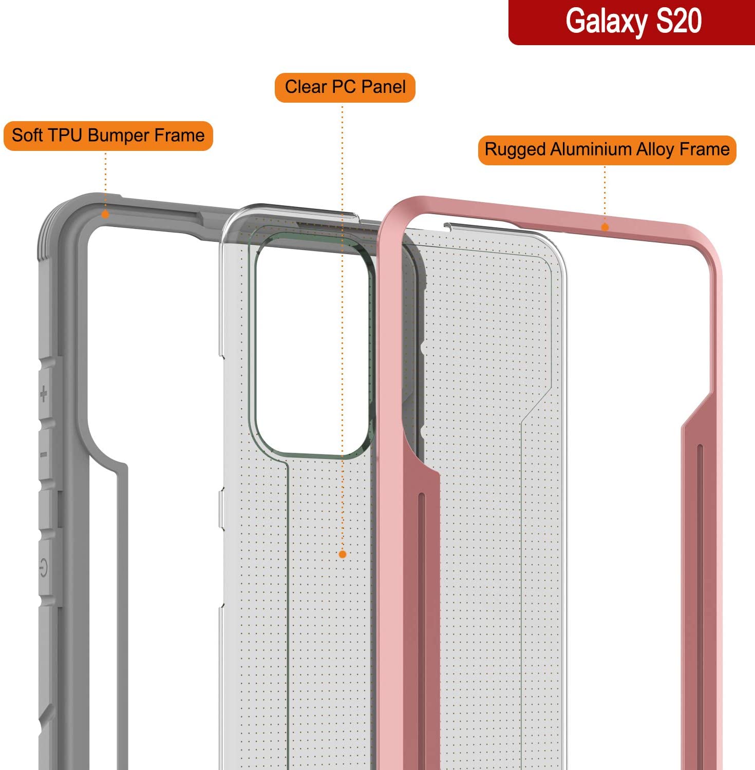 Punkcase S20 ravenger Case Protective Military Grade Multilayer Cover [Rose-Gold]