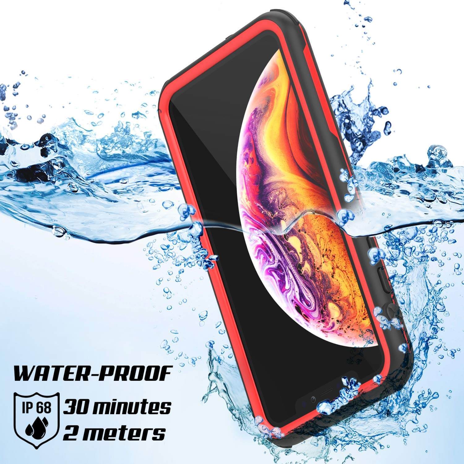 iPhone XS Waterproof IP68 Case, Punkcase [red] [Rapture Series]  W/Built in Screen Protector
