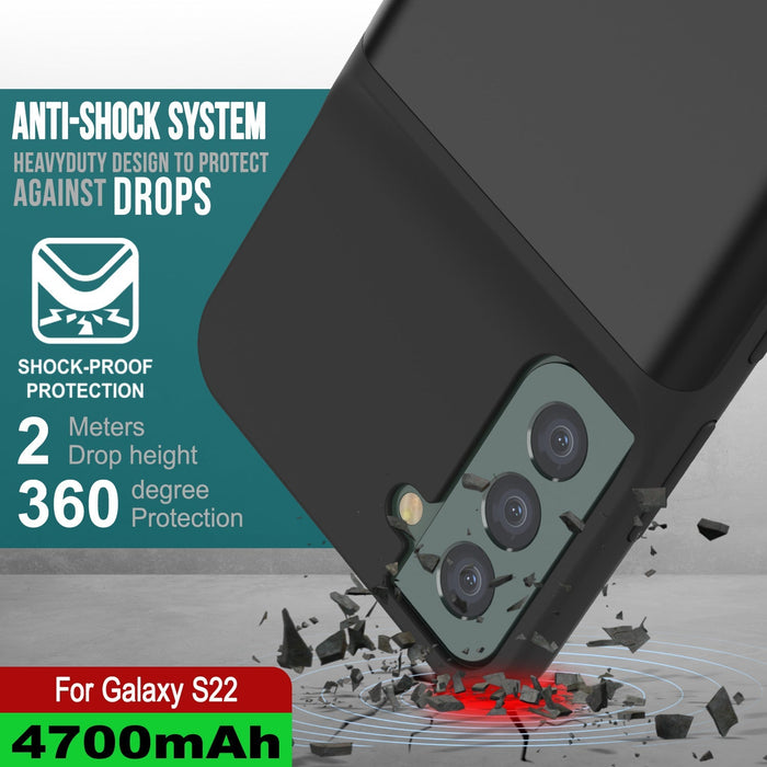 ANTI-SHOCK SYSTEM HEAVYDUTY DESIGN TO PROTECT AGAINST DROPS i SHOCK-PROOF PROTECTION Meters 5) Drop height ye degree 36 Protection ) For Galaxy S22 (Color in image: Blue)