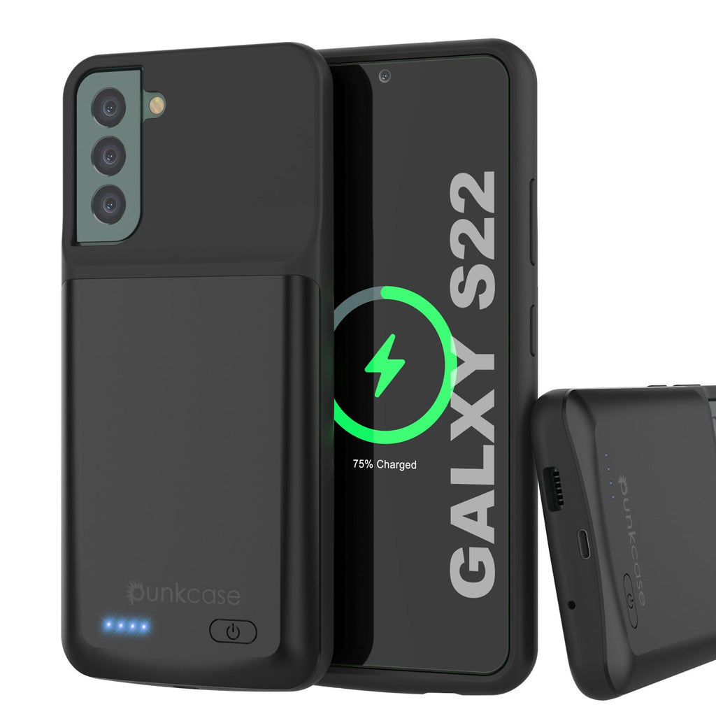 PunkJuice S22 Battery Case Black - Portable Charging Power Juice Bank with 4700mAh (Color in image: Black)