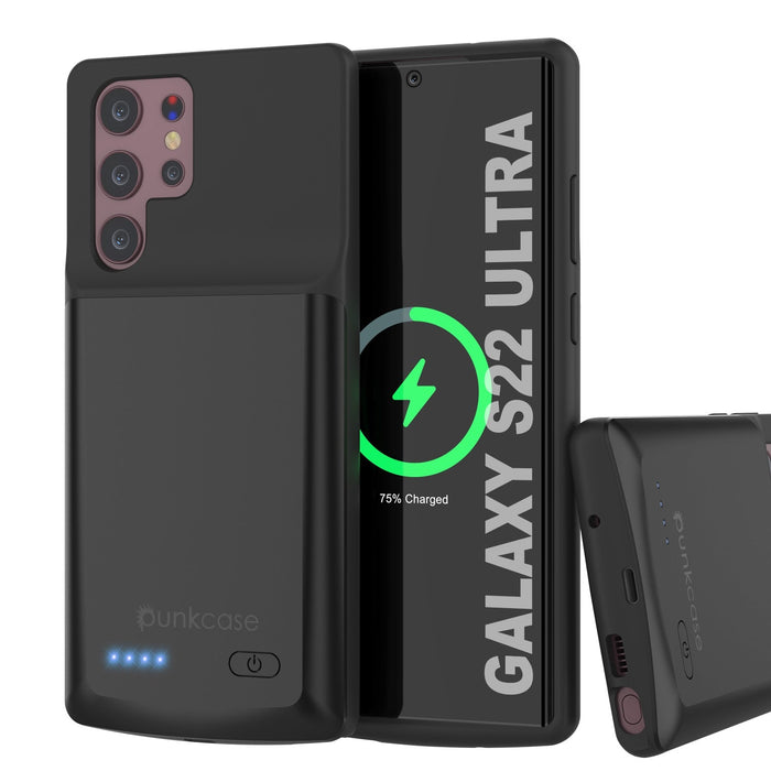 PunkJuice S22 Ultra Battery Case Black - Portable Charging Power Juice Bank with 4800mAh (Color in image: Black)
