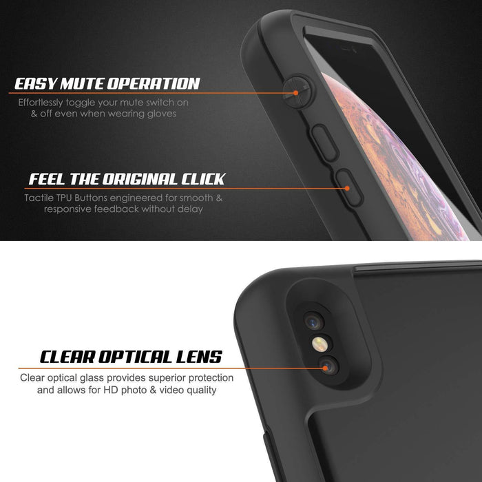PunkJuice iPhone XS Max Battery Case, Waterproof, IP68 Certified [Ultra Slim] [Black]