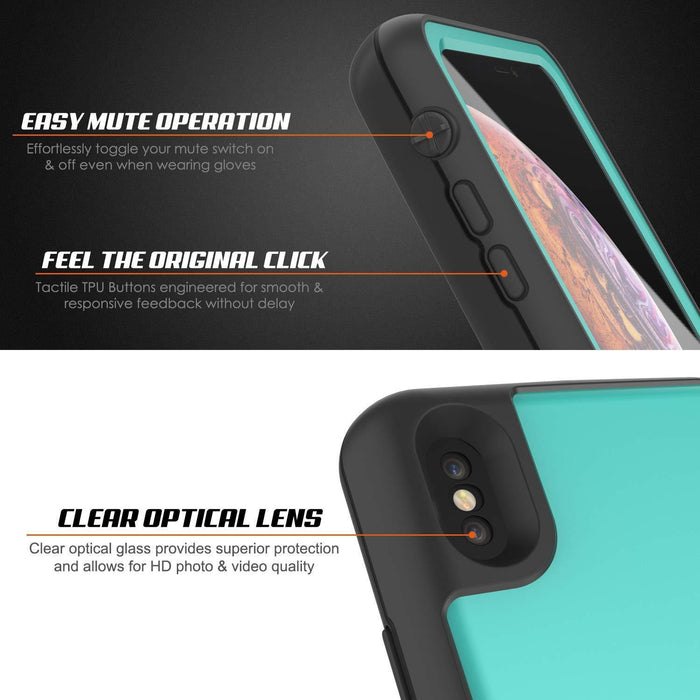 PunkJuice iPhone XS Max Battery Case, Waterproof, IP68 Certified [Ultra Slim] [Teal]