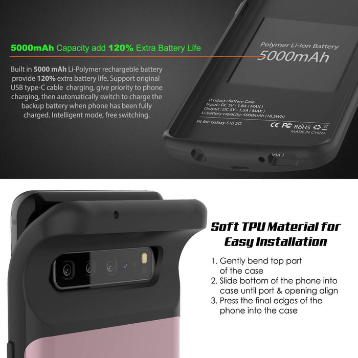 PunkJuice S10 5G Battery Case Rose - Fast Charging Power Juice Bank with 4700mAh