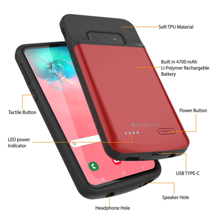 PunkJuice S10e Battery Case Red - Fast Charging Power Juice Bank with 4700mAh (Color in image: Black)