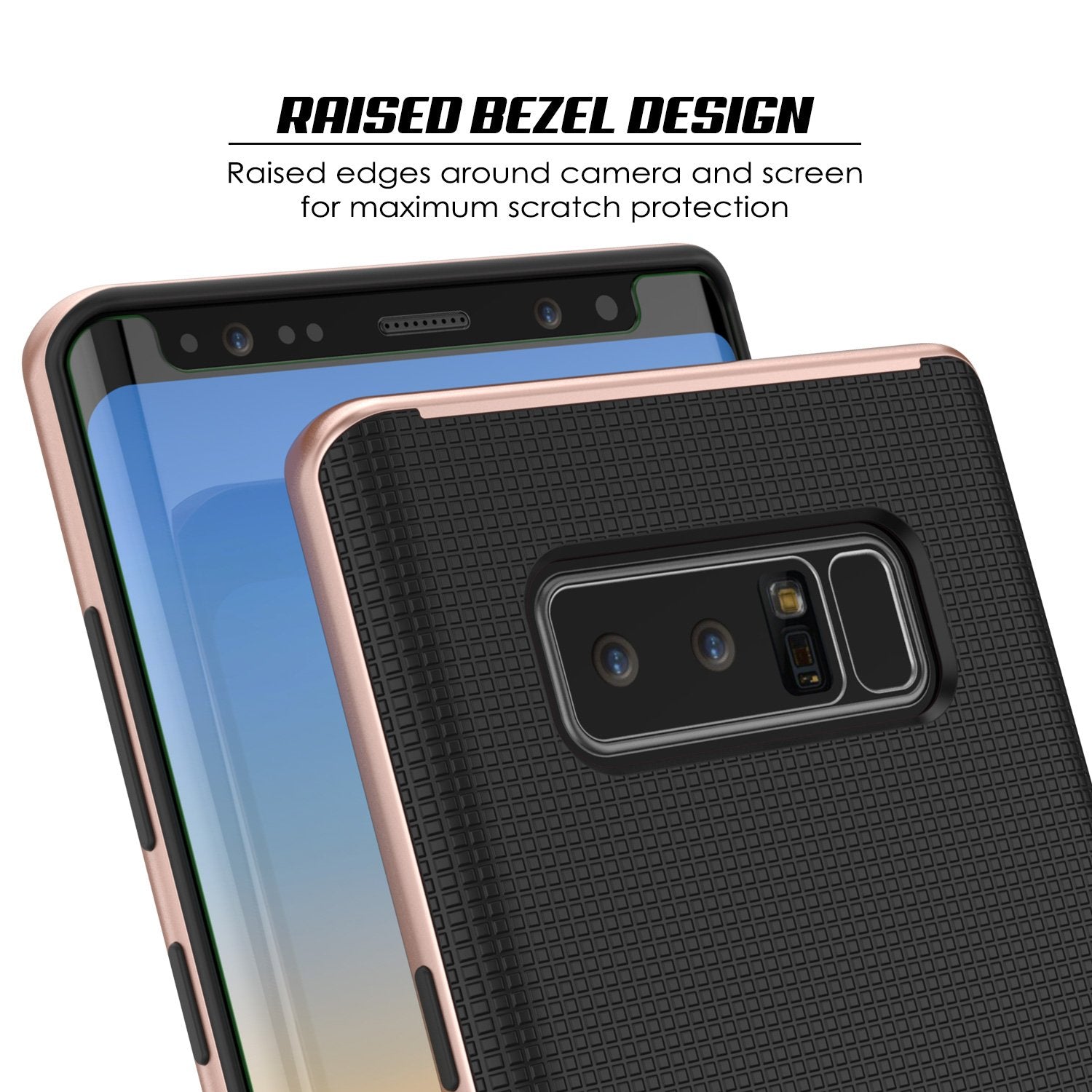 Galaxy Note 8 Case, PunkCase [Stealth Series] Hybrid 3-Piece Shockproof Dual Layer Cover [Non-Slip] [Soft TPU + PC Bumper] with PUNKSHIELD Screen Protector for Samsung Note 8 [Rose Gold] (Color in image: Grey)