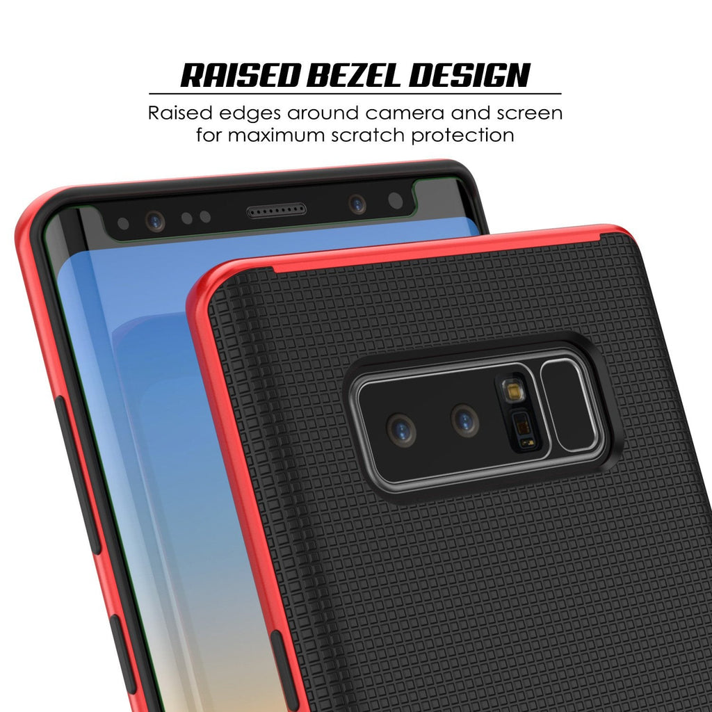 Galaxy Note 8 Case, PunkCase [Stealth Series] Hybrid 3-Piece Shockproof Dual Layer Cover [Non-Slip] [Soft TPU + PC Bumper] with PUNKSHIELD Screen Protector for Samsung Note 8 [Red] (Color in image: Grey)