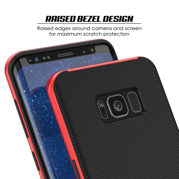 Galaxy S8 Case, PunkCase [Stealth Series] Hybrid 3-Piece Shockproof Dual Layer Cover [Non-Slip] [Soft TPU + PC Bumper] with PUNKSHIELD Screen Protector for Samsung S8 Edge [Red] (Color in image: Navy Blue)