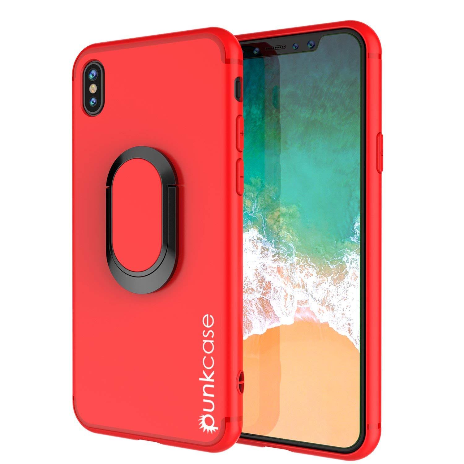 iPhone XR Case, Punkcase Magnetix Protective TPU Cover W/ Kickstand, Tempered Glass Screen Protector [Red] (Color in image: red)