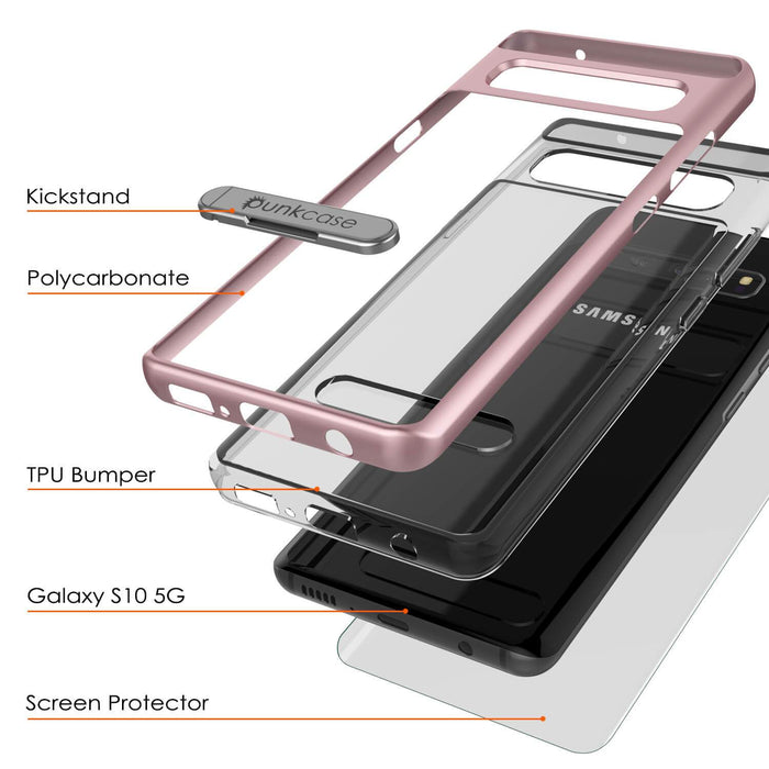 Galaxy S10 5G Case, PUNKcase [LUCID 3.0 Series] [Slim Fit] Armor Cover w/ Integrated Screen Protector [Rose Gold]
