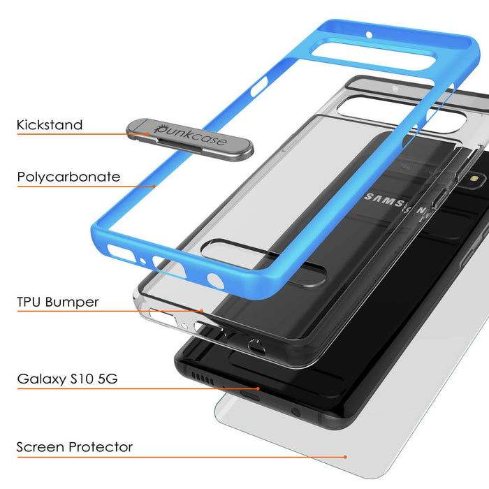 Galaxy S10 5G Case, PUNKcase [LUCID 3.0 Series] [Slim Fit] Armor Cover w/ Integrated Screen Protector [Blue]