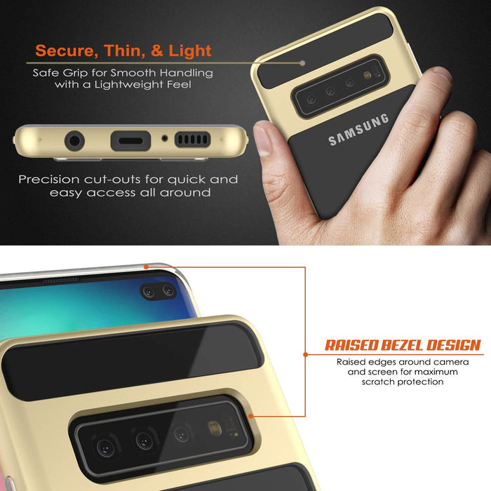 Galaxy S10 Case, PUNKcase [LUCID 3.0 Series] [Slim Fit] Armor Cover w/ Integrated Screen Protector [Gold]
