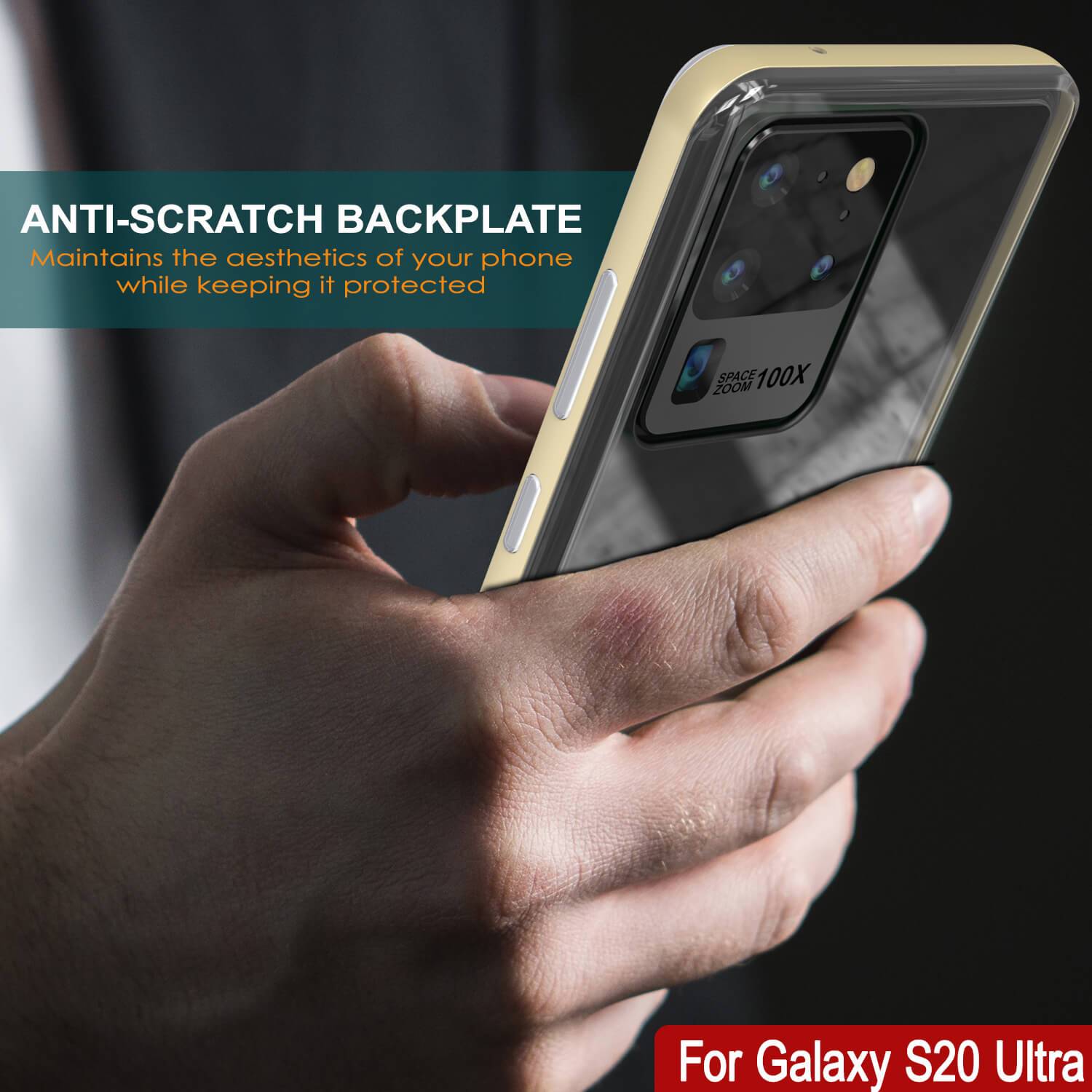 Galaxy S20 Ultra Case, PUNKcase [LUCID 3.0 Series] [Slim Fit] Armor Cover w/ Integrated Screen Protector [Gold] (Color in image: Black)