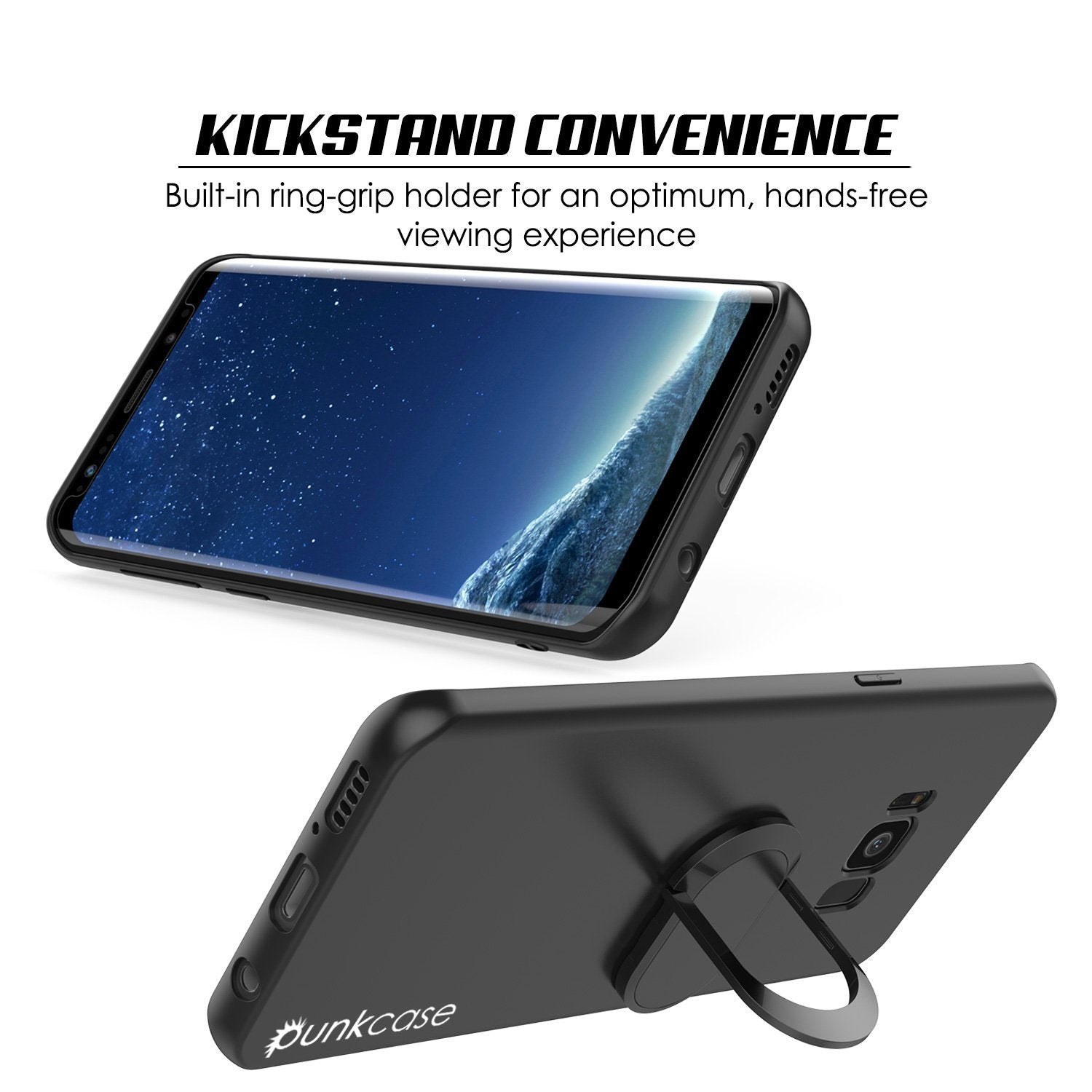 Galaxy S8 PLUS, Punkcase Magnetix Protective TPU Cover W/ Kickstand, Screen Protector [Black] 