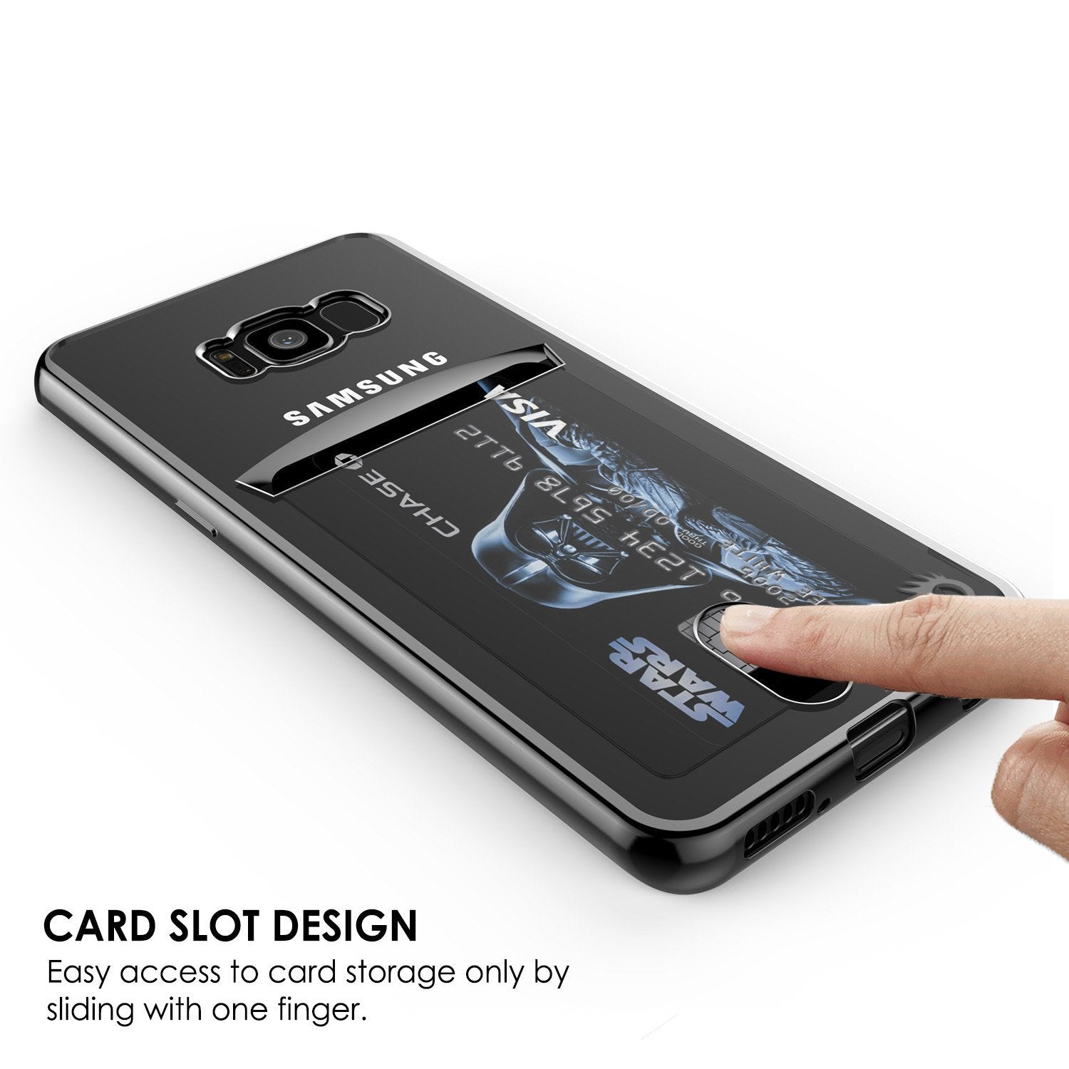 Galaxy S8 Case, PUNKCASEÂ® LUCID Black Series | Card Slot | SHIELD Screen Protector | Ultra fit