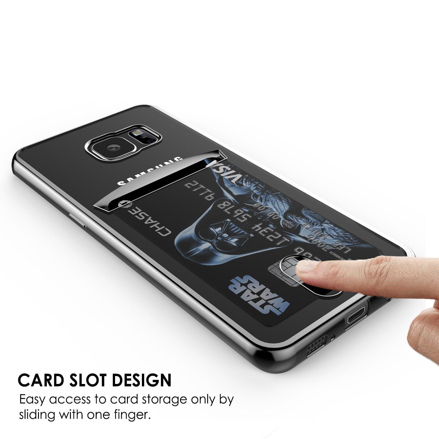 Galaxy S6 EDGE+ Plus Case, PUNKCASE® LUCID Black Series | Card Slot | SHIELD Screen Protector (Color in image: Rose Gold)