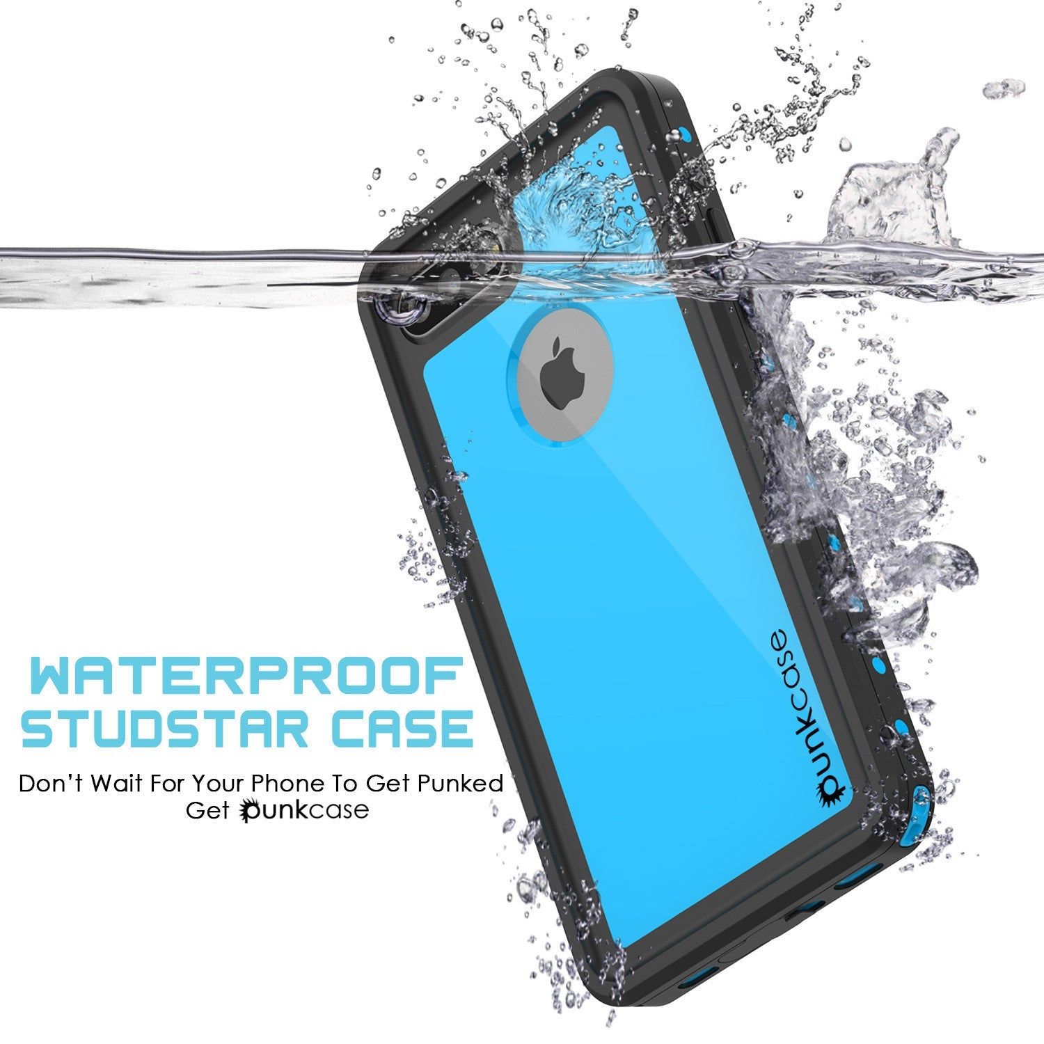 iPhone 7+ Plus Waterproof IP68 Case, Punkcase [Light Blue] [StudStar Series] [Slim Fit] [Dirtproof] (Color in image: light green)