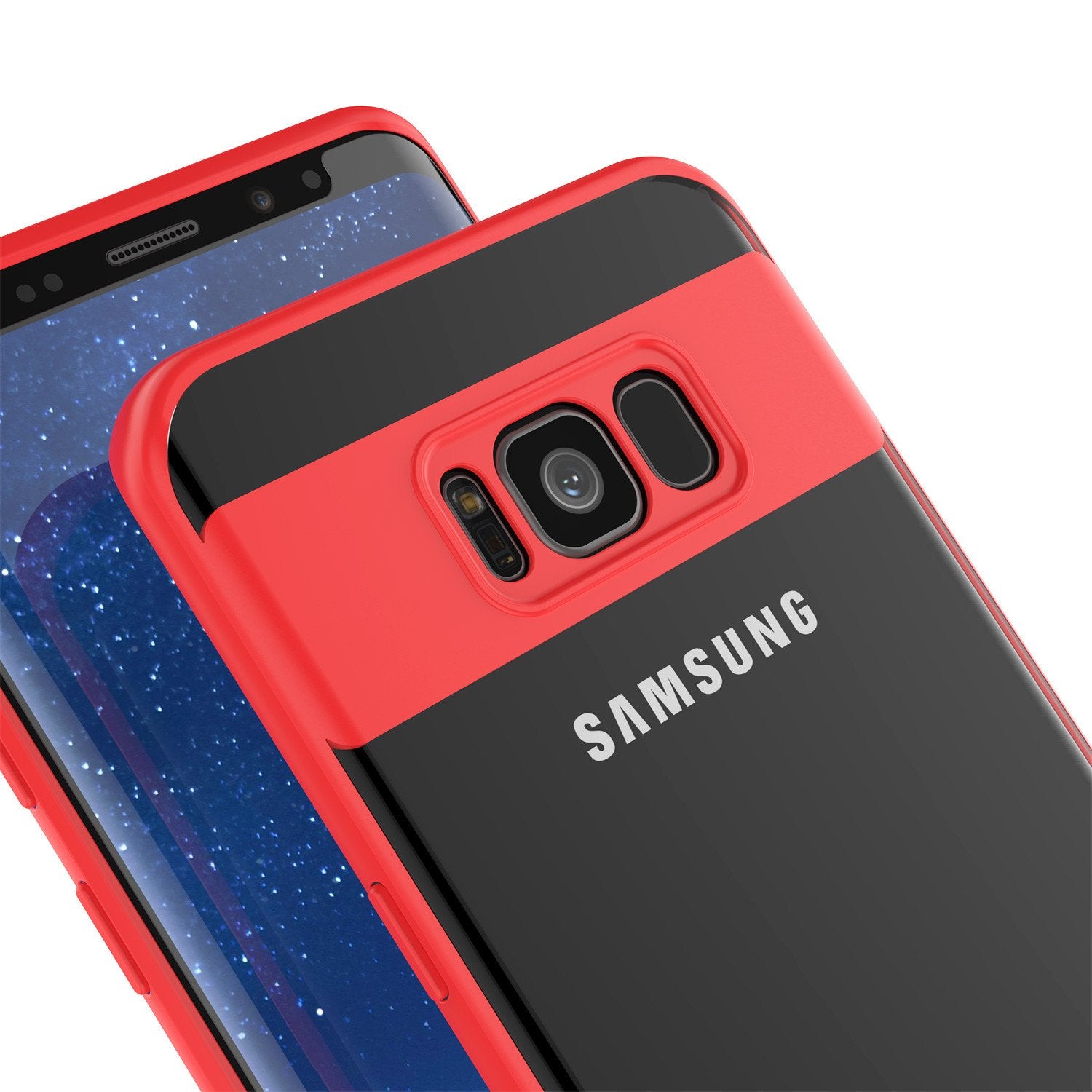 Galaxy S8 Case, Punkcase [MASK Series] [RED] Full Body Hybrid Dual Layer TPU Cover W/ Protective PUNKSHIELD Screen Protector