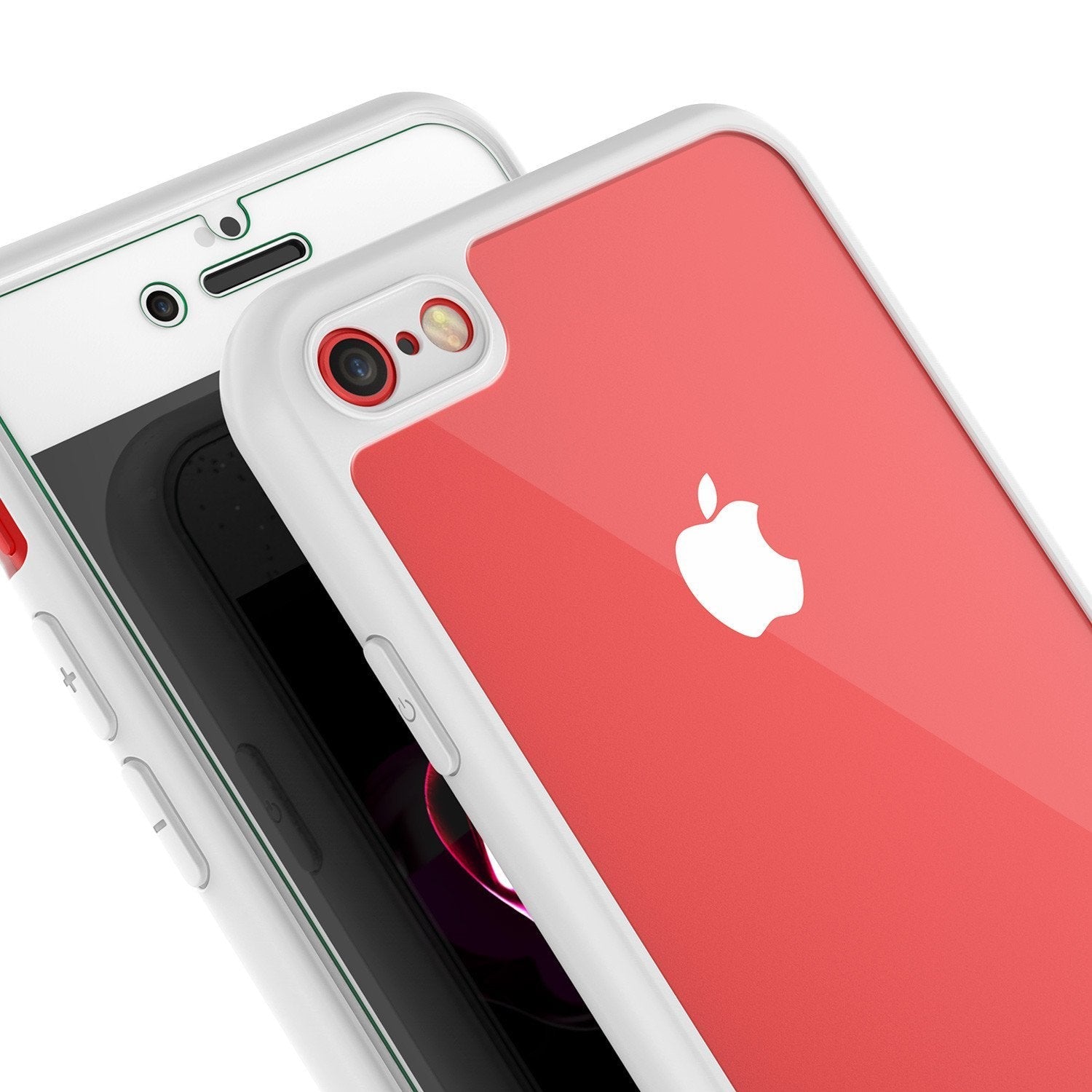 iPhone 8 Case [MASK Series] [WHITE] Full Body Hybrid Dual Layer TPU Cover W/ protective Tempered Glass Screen Protector (Color in image: black)