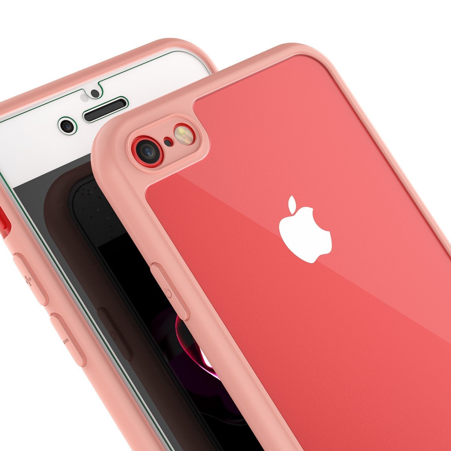 iPhone 8 Case [MASK Series] [PINK] Full Body Hybrid Dual Layer TPU Cover W/ protective Tempered Glass Screen Protector (Color in image: black)