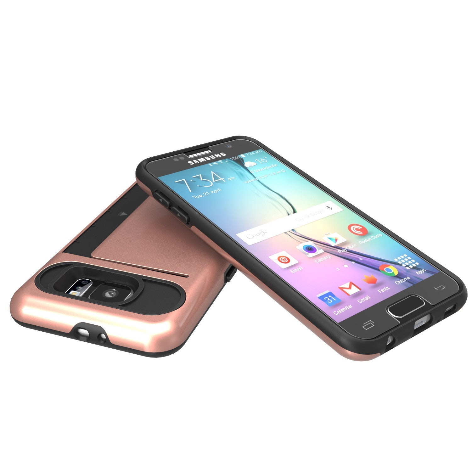 Galaxy S6 EDGE Plus Case PunkCase CLUTCH Rose Gold Series Slim Armor Soft Cover w/ Screen Protector (Color in image: Grey)