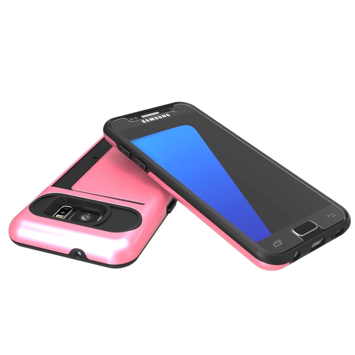 Galaxy S7 EDGE Case PunkCase CLUTCH Pink Series Slim Armor Soft Cover Case w/ Screen Protector (Color in image: Black)