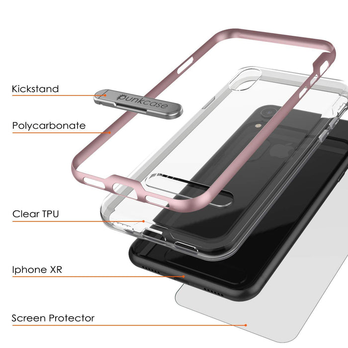 iPhone XR Case, PUNKcase [LUCID 3.0 Series] [Slim Fit] Armor Cover w/ Integrated Screen Protector [Rose Gold]