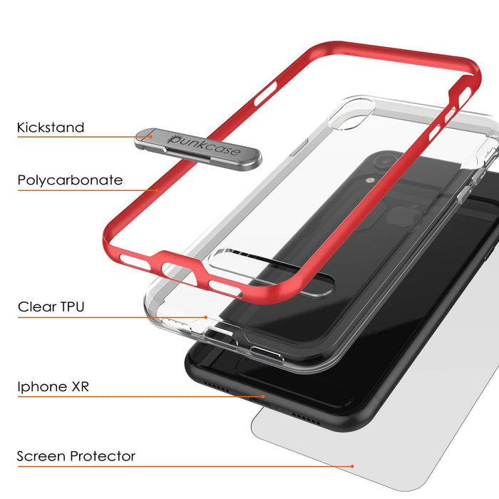 iPhone XR Case, PUNKcase [LUCID 3.0 Series] [Slim Fit] Armor Cover w/ Integrated Screen Protector [Red]